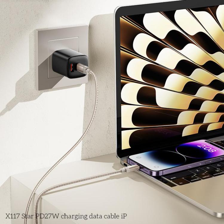 hoco X117 1m Star PD 27W Fast Charging Data Cable, Interface:Type-C to 8 Pin