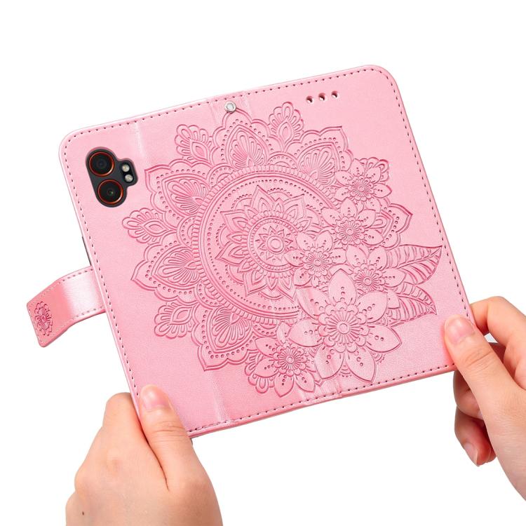 For Samsung Galaxy XCover7 Pro Seven-petal Flowers Embossing Leather Phone Case