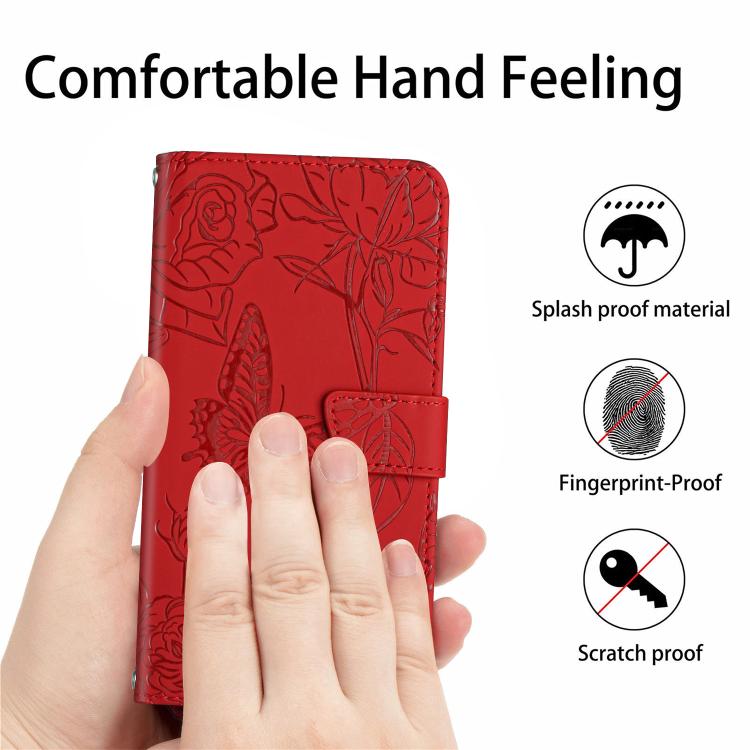 For iPhone 17 Pro Max Skin Feel Butterfly Embossed Flip Leather Phone Case