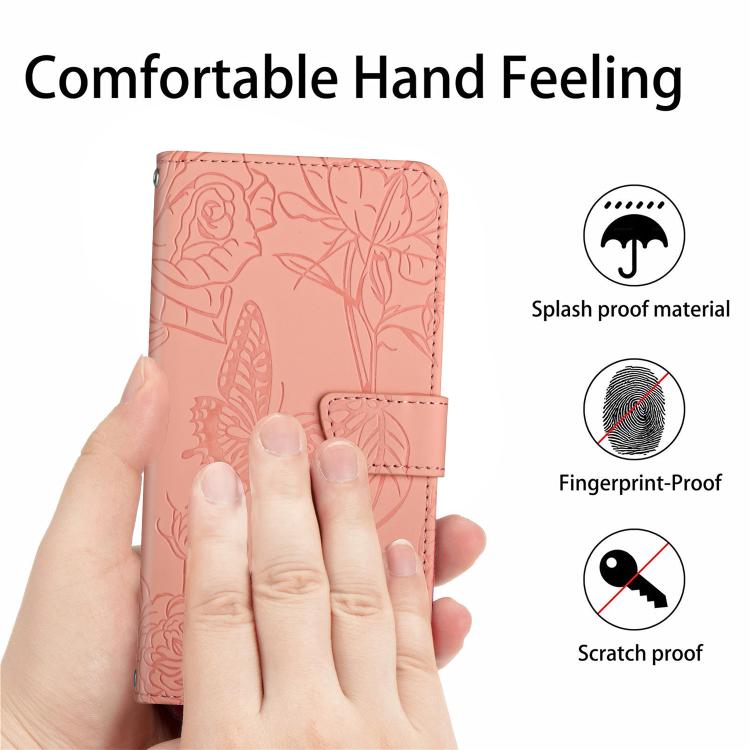 For iPhone 17 Pro Skin Feel Butterfly Embossed Flip Leather Phone Case