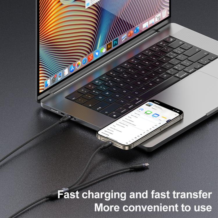 Yesido CA92 100W 5A USB-C / Type-C to Dual Type-C 2 in 1 Charging Cable, Length:1.2m - Black