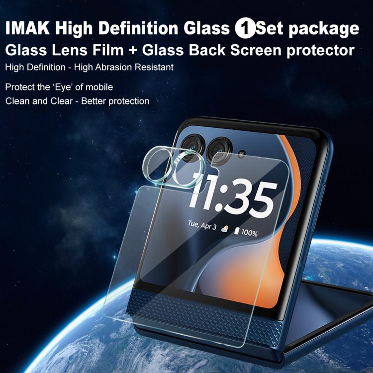 For Motorola Razr 60 1 Sets imak Lens Film + Glass Rear Screen Sticker