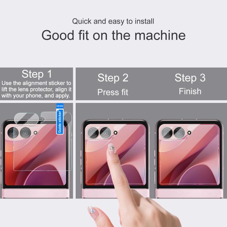 For Motorola Razr 60 1 Sets imak Lens Film + Glass Rear Screen Sticker