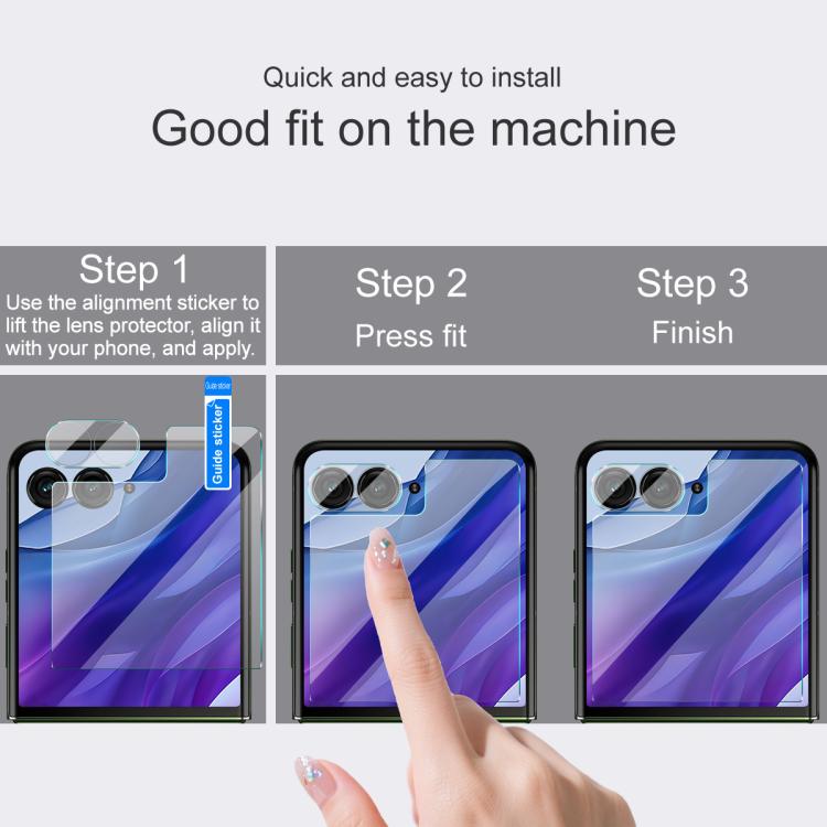 For Motorola Razr 60 Ultra 1 Sets imak Lens Film + Glass Rear Screen Sticker