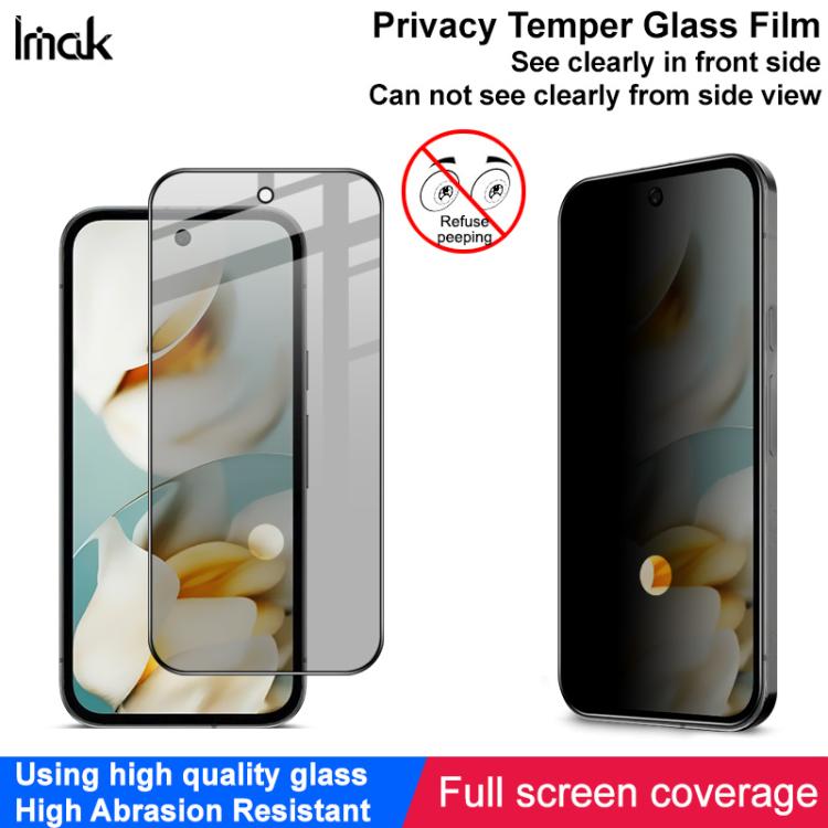 For Google Pixel 9a imak Privacy Tempered Glass Film, Support Fingerprint Unlocking
