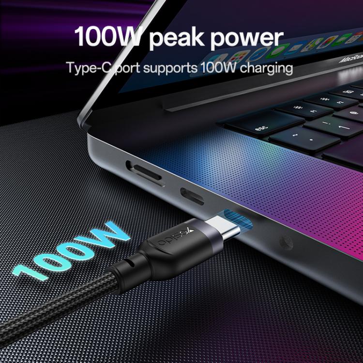 Yesido CA90 100W USB-C / Type-C to 8 Pin, Type-C 2 in 1 Charging Cable, Length:1.2m - Black