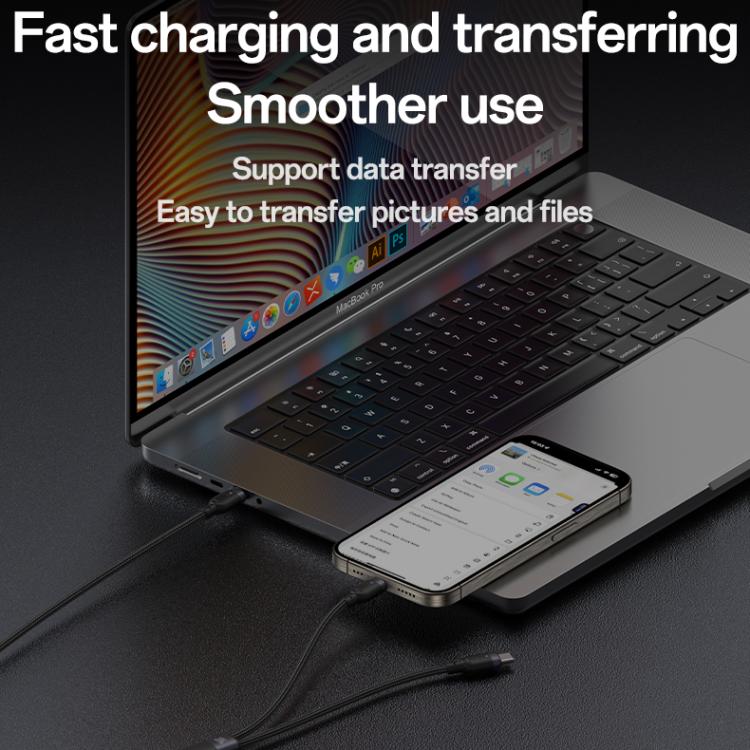 Yesido CA90 100W USB-C / Type-C to 8 Pin, Type-C 2 in 1 Charging Cable, Length:1.2m - Black