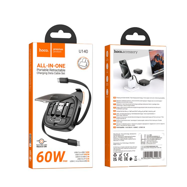 hoco U140 Type-C to Type-C Multi-function Retractable Storage Data Cable