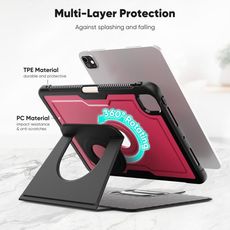For iPad Pro 11 2025 / 2024 Honeycomb Magnetic Rotation Holder Leather Smart Tablet Case