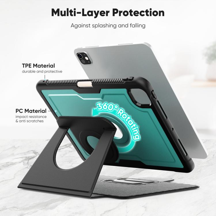 For iPad Pro 11 2025 / 2024 Honeycomb Magnetic Rotation Holder Leather Smart Tablet Case