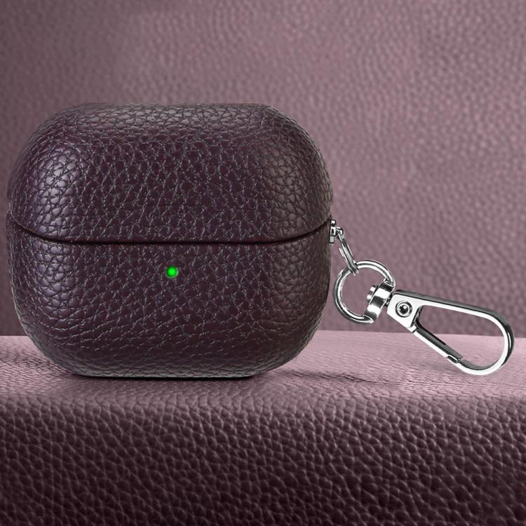 For Samsung Galaxy Buds 3 / 3 Pro Litchi Texture PU Earphones Case with Hook