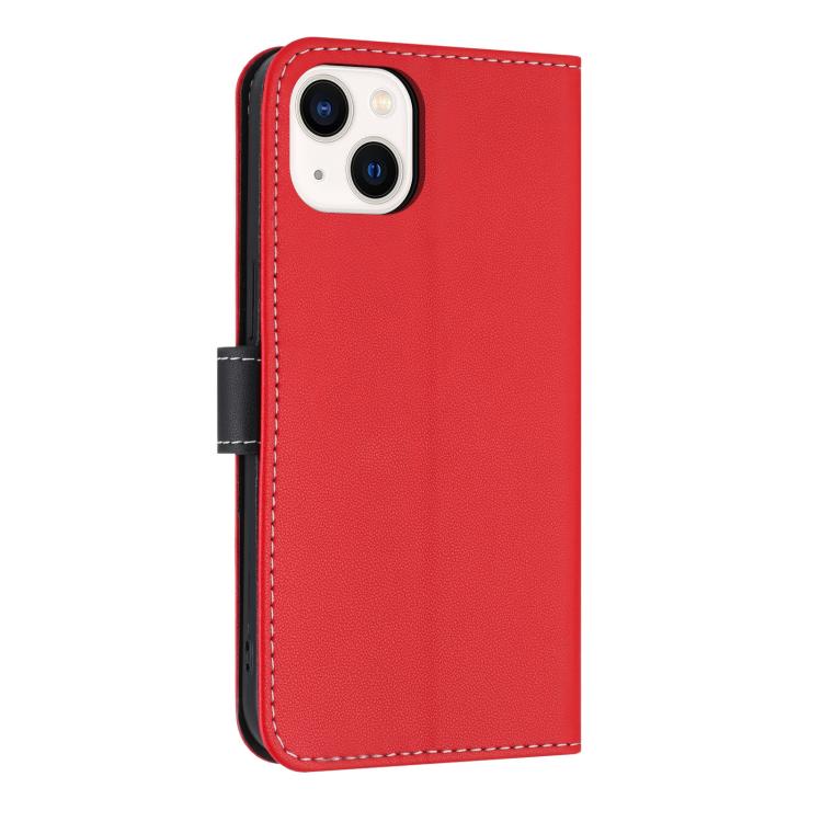 For iPhone 15 Plus / 14 Plus Metal Bow Leather Phone Case with Hand Strap