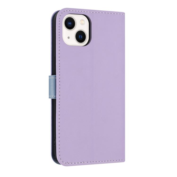 For iPhone 15 Plus / 14 Plus Metal Bow Leather Phone Case with Hand Strap