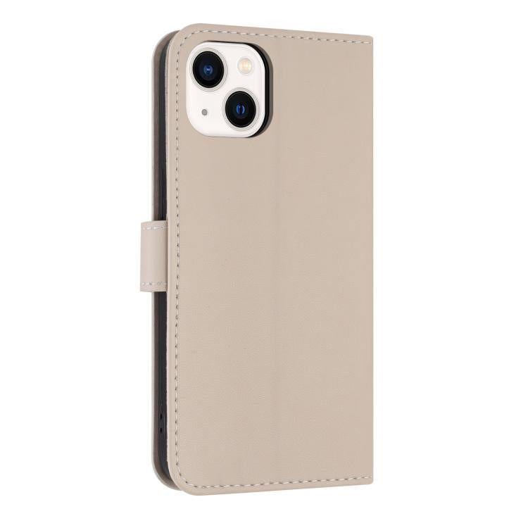 For iPhone 14 / 13 Metal Bow Leather Phone Case with Hand Strap