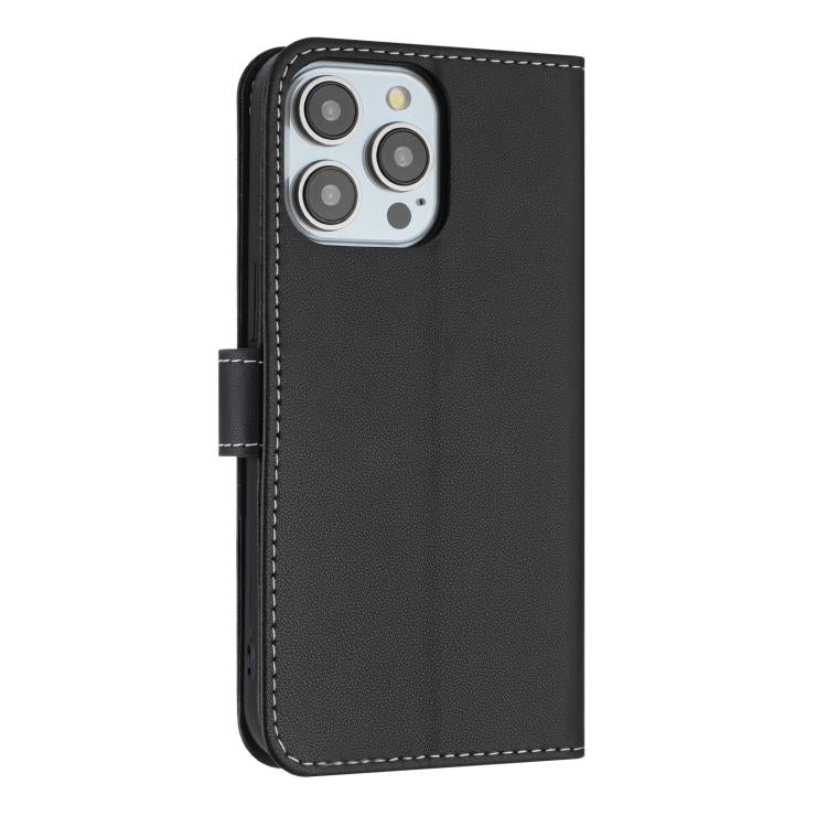 For iPhone 14 Pro Metal Bow Leather Phone Case with Hand Strap