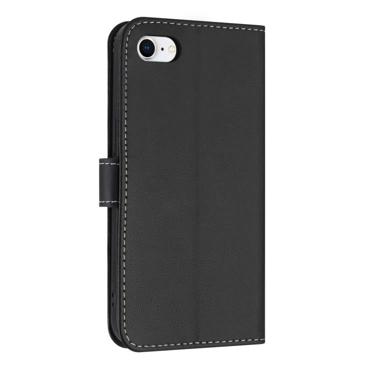 For iPhone 7 / 8 / SE 2022 Metal Bow Leather Phone Case with Hand Strap