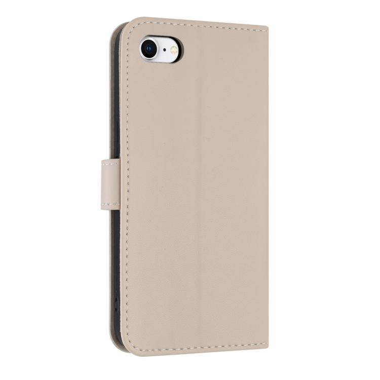 For iPhone 7 / 8 / SE 2022 Metal Bow Leather Phone Case with Hand Strap