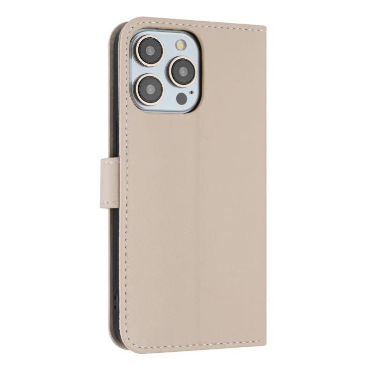 For iPhone 13 Pro Max Metal Bow Leather Phone Case with Hand Strap