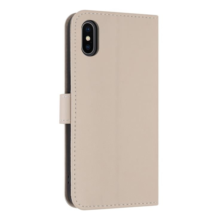 For iPhone XS Max Metal Bow Leather Phone Case with Hand Strap