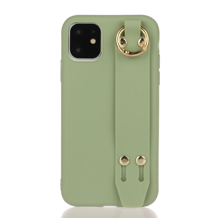 For iPhone 12 / 12 Pro Shockproof Solid Color TPU Case with Wristband