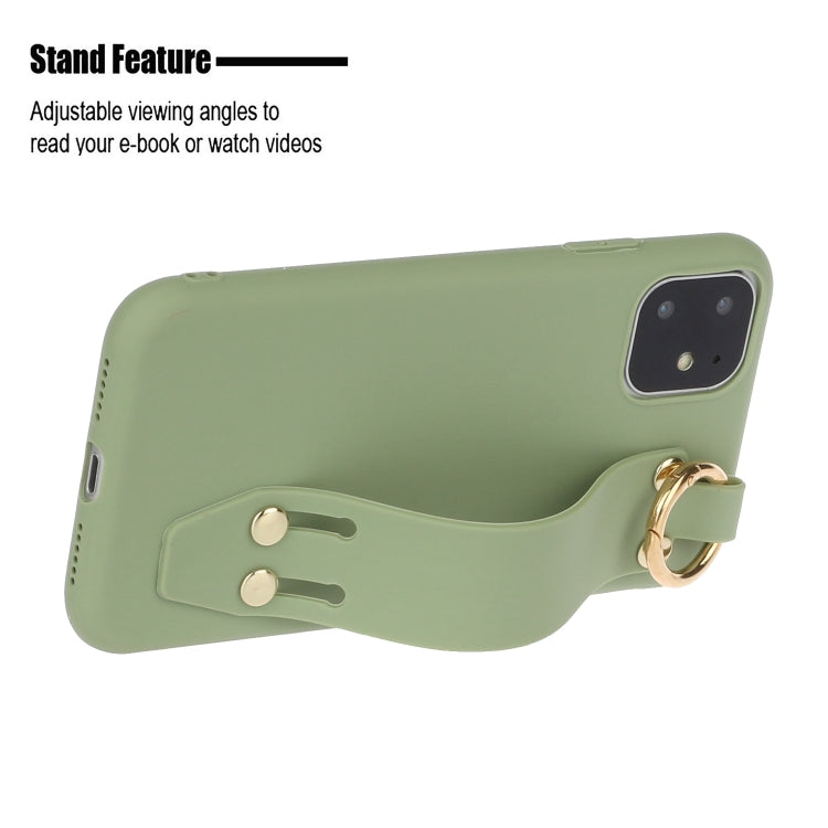 For iPhone 12 / 12 Pro Shockproof Solid Color TPU Case with Wristband