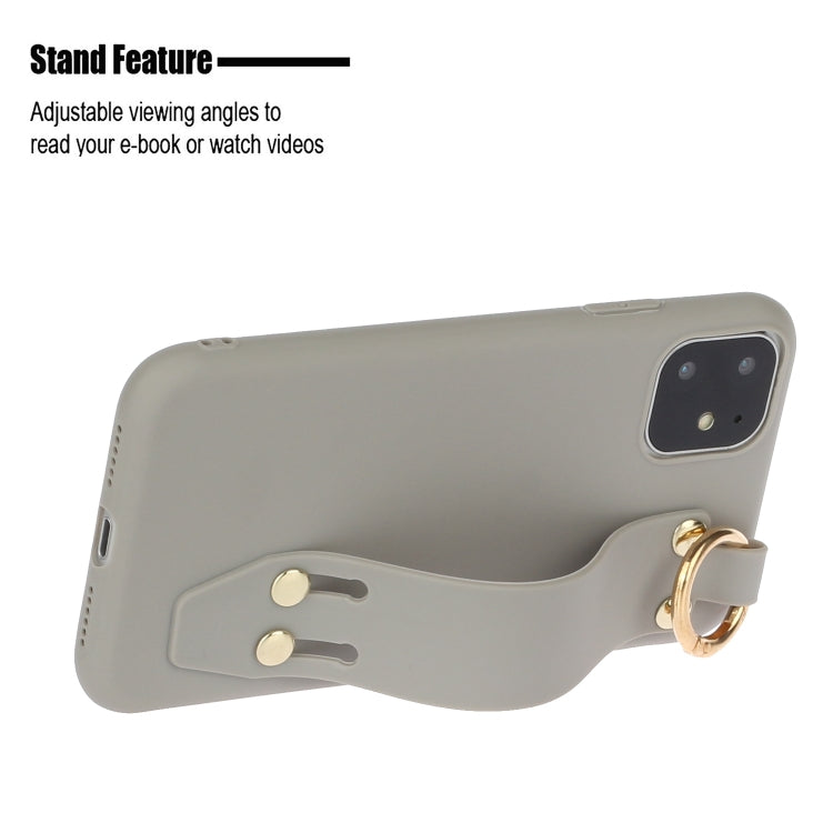 For iPhone 12 / 12 Pro Shockproof Solid Color TPU Case with Wristband