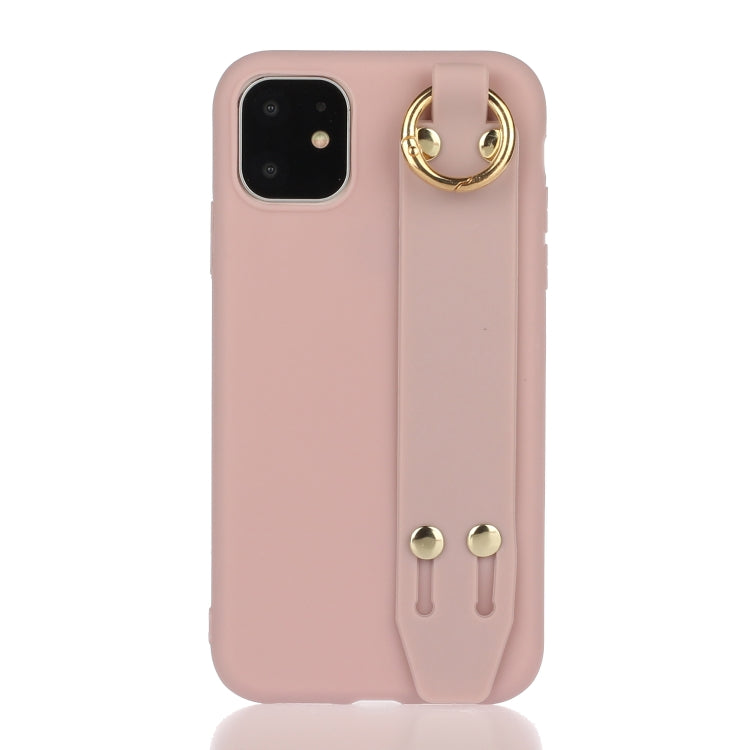 For iPhone 12 / 12 Pro Shockproof Solid Color TPU Case with Wristband