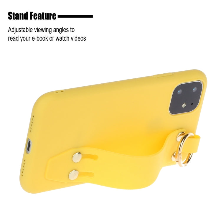 For iPhone 12 / 12 Pro Shockproof Solid Color TPU Case with Wristband