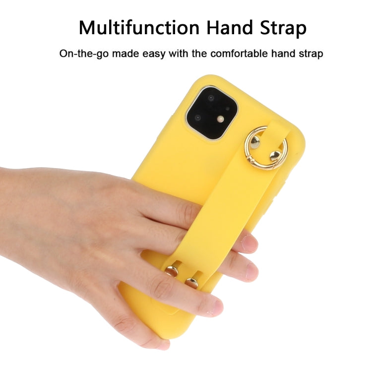 For iPhone 12 / 12 Pro Shockproof Solid Color TPU Case with Wristband