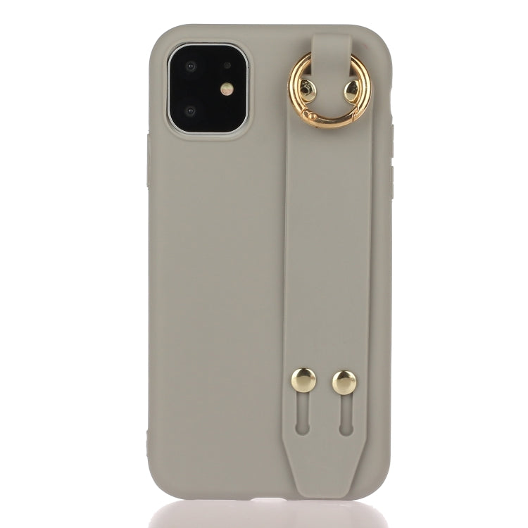 For iPhone 12 Pro Max Shockproof Solid Color TPU Case with Wristband