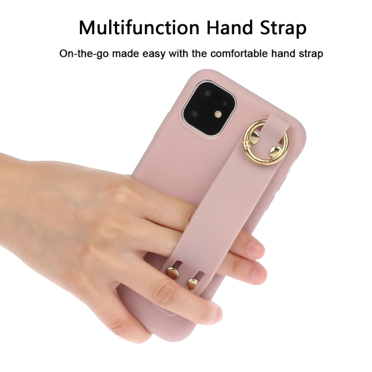 For iPhone 12 Pro Max Shockproof Solid Color TPU Case with Wristband