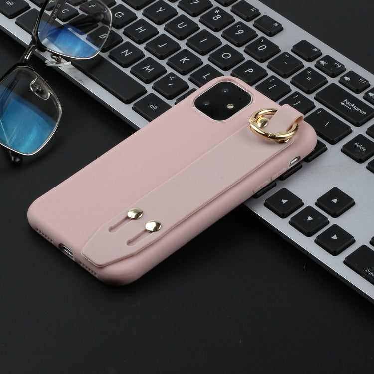 For iPhone 12 Pro Max Shockproof Solid Color TPU Case with Wristband
