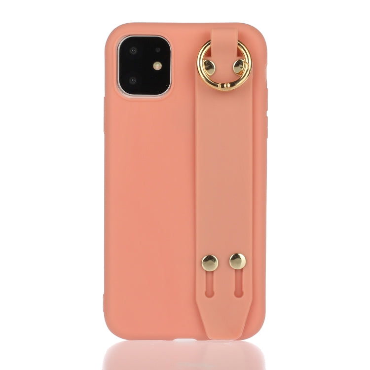For iPhone 12 Pro Max Shockproof Solid Color TPU Case with Wristband