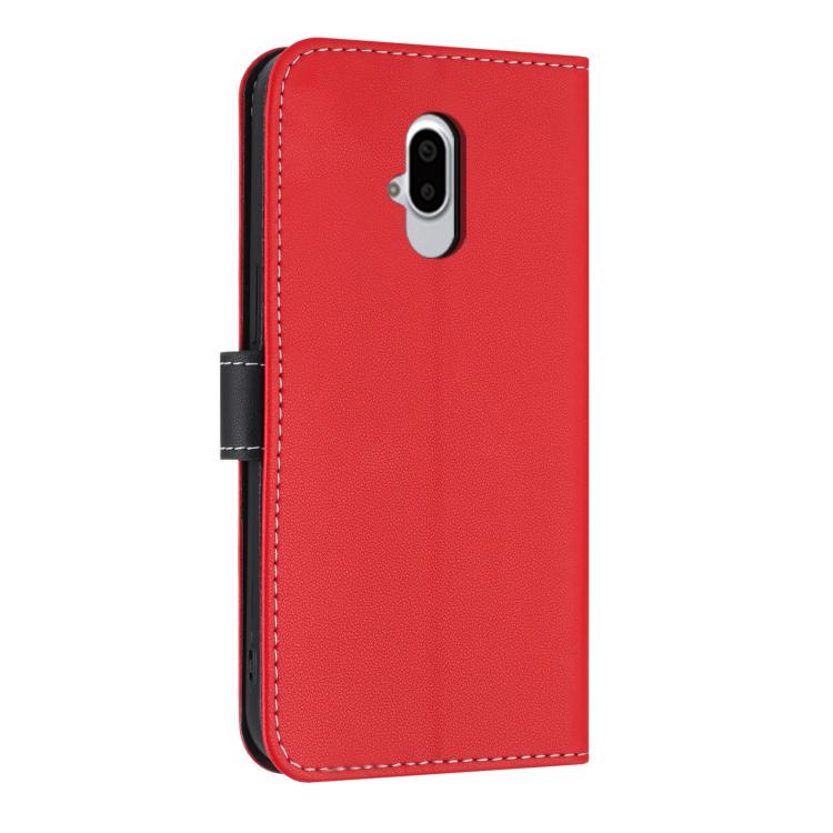 For Fujitsu Arrows F-52B Metal Bow Leather Phone Case with Hand Strap