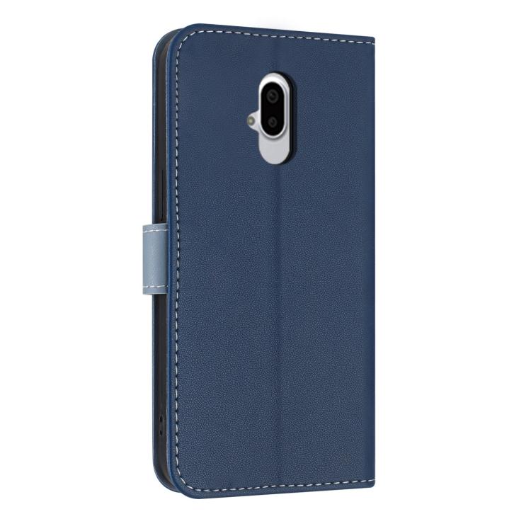 For Fujitsu Arrows F-52B Metal Bow Leather Phone Case with Hand Strap