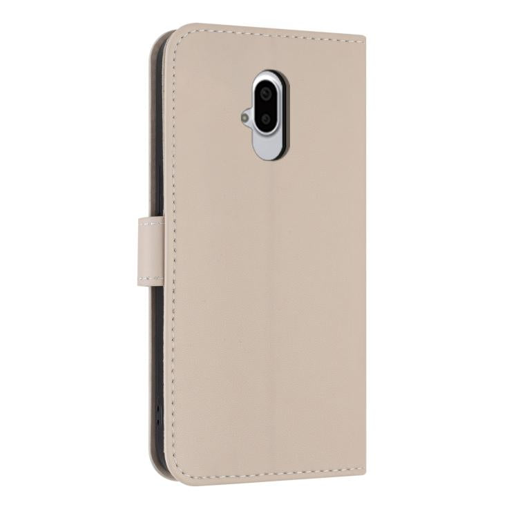 For Fujitsu Arrows F-52B Metal Bow Leather Phone Case with Hand Strap