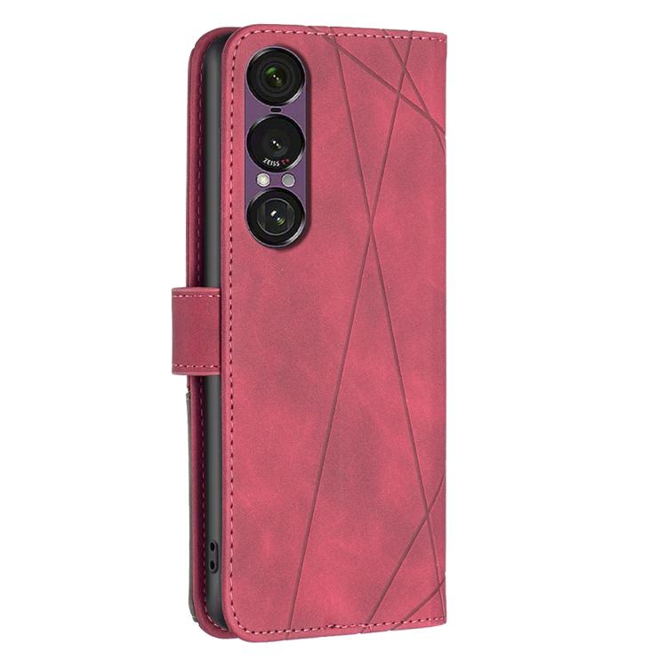 For Sony Xperia 1 VII Magnetic Buckle Rhombus Texture Leather Phone Case