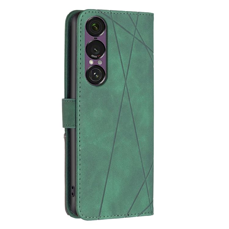 For Sony Xperia 1 VII Magnetic Buckle Rhombus Texture Leather Phone Case