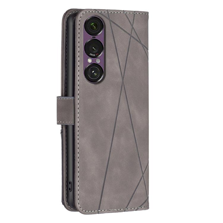 For Sony Xperia 1 VII Magnetic Buckle Rhombus Texture Leather Phone Case