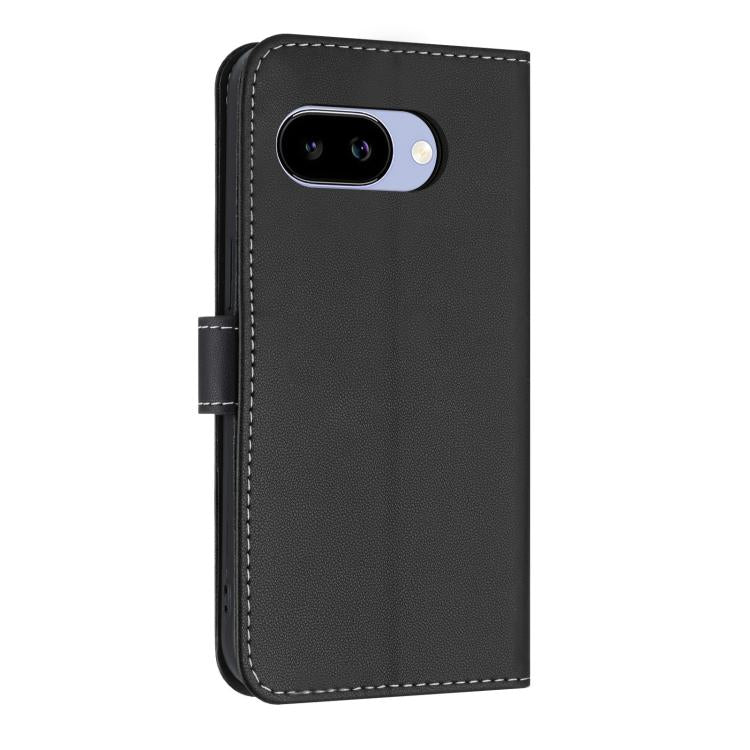 For Google Pixel 9a Metal Bow Leather Phone Case with Hand Strap