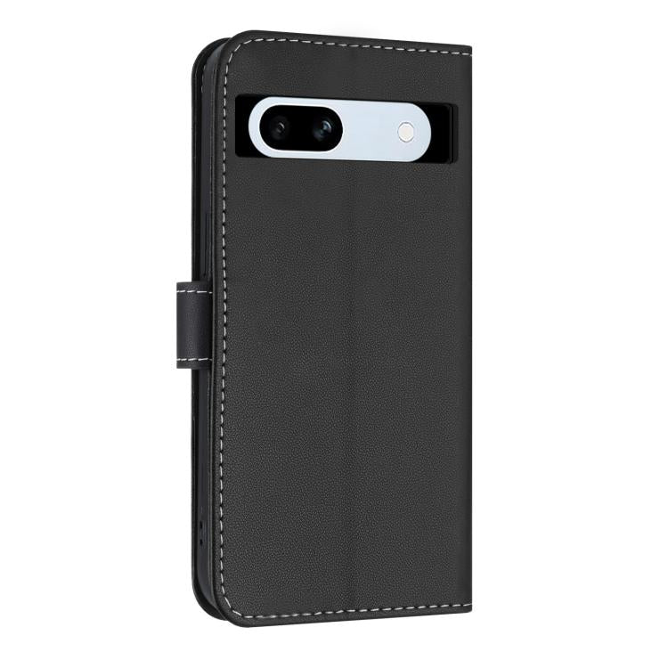 For Google Pixel 7a Metal Bow Leather Phone Case with Hand Strap