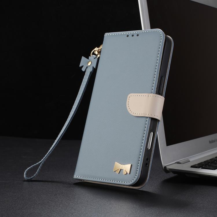 For Google Pixel 11 Pro XL Metal Bow Leather Phone Case with Hand Strap