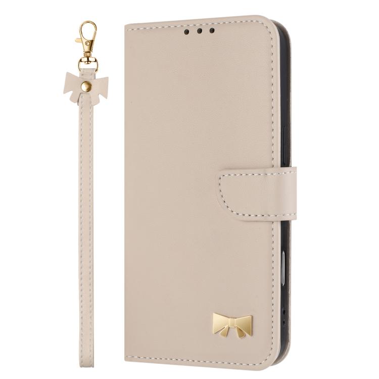 For Huawei Mate 80 Pro Max Metal Bow Leather Phone Case with Hand Strap