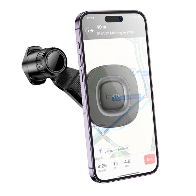 hoco H74 Crown Air Outlet Ring Magnetic Car Phone Holder - Black Grey