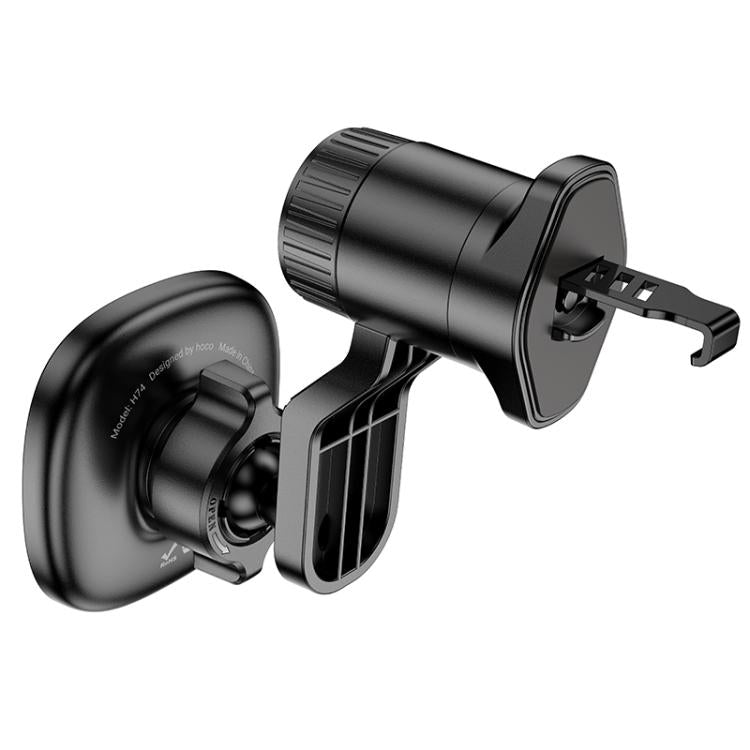 hoco H74 Crown Air Outlet Ring Magnetic Car Phone Holder - Black Grey