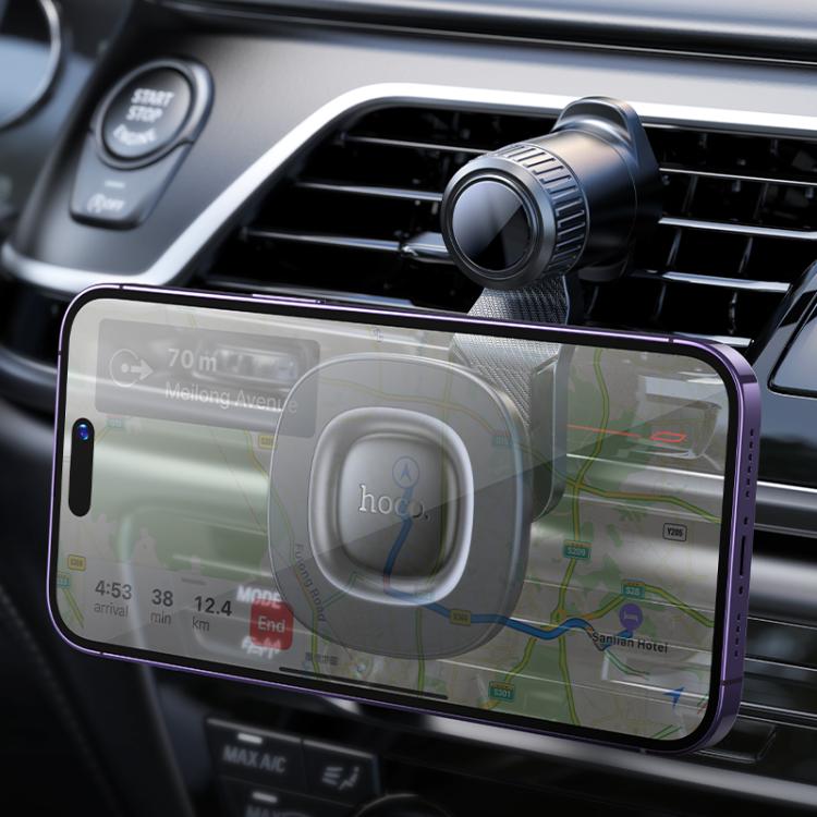 hoco H74 Crown Air Outlet Ring Magnetic Car Phone Holder - Black Grey