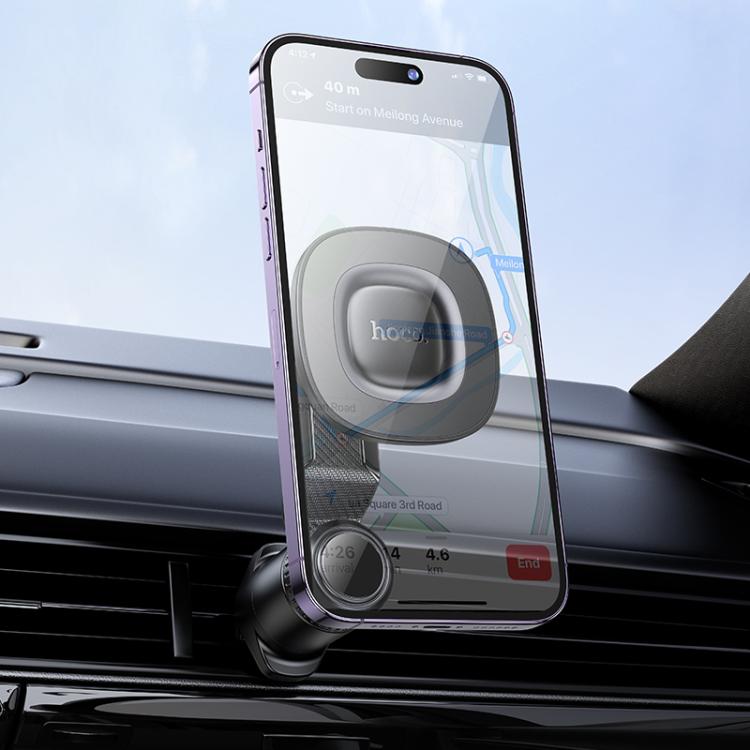 hoco H74 Crown Air Outlet Ring Magnetic Car Phone Holder - Black Grey