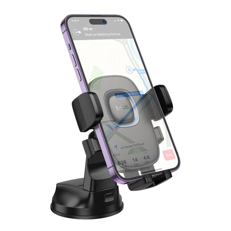 hoco H76 Crown Center Console One-button Car Phone Holder - Black Grey