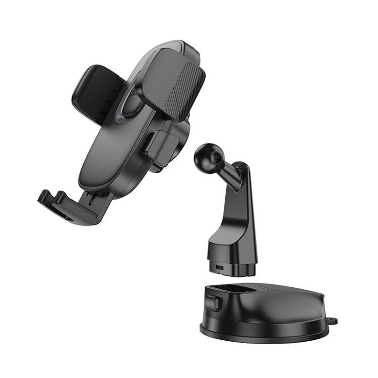 hoco H76 Crown Center Console One-button Car Phone Holder - Black Grey