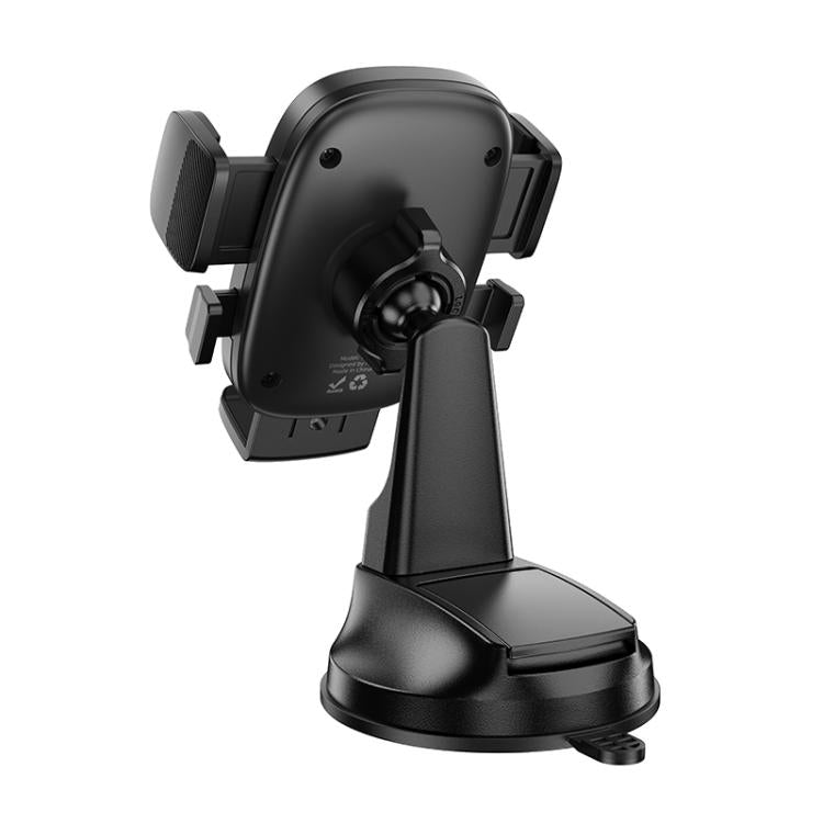 hoco H76 Crown Center Console One-button Car Phone Holder - Black Grey